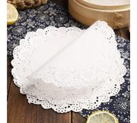 10in/26.5cm White Lace Round Paper Doilies,Disposable Greaseproof Doilies,Cake Packaging Pads Wedding Tableware Placemats(100 Pieces)