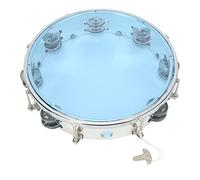 10in Hand Drum, Double Row Hand Bell Percussion Instrument, Adjustable Tone ABS Handheld Tambourine with Metal Bells, Lightweight for Kids Adults Church Concerts Parties (Blue)