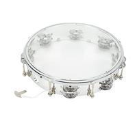 10in Hand Drum with Adjustable Tone, Double Row ABS Handheld Percussion, Metal Bell Tambourine for Music Lovers, Lightweight and Durable Hand Bell for Church, Concerts, Parties (Transparent)