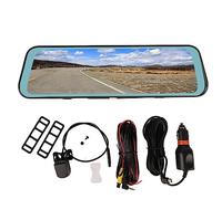 10in Mirror Dash Cam Backup Camera, Smooth Touch Car DVR Rear View Mirror Video Recroder, 2.5D Curved Screen, Night Vision, Parking Assistance, Dual High Definition Recording