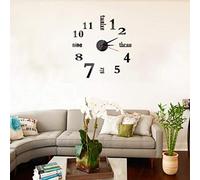 10inch-20inch Frameless DIY Wall Clock Black 3D Mute Round Shape Quartz Wall Clock Sticker DIY Wall Decoration for Home Living Room Bedroom Office Classroom