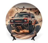 10inch Bone China Decorative Plates for Wall Hanging with Display Stand Chinese Porcelain Desert Trail Running Dessert Plate Display Dish Collections Ceramic Ornament Art Craft Home Office Decor