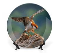 10inch Bone China Decorative Plates for Wall Hanging with Display Stand Chinese Porcelain Hunting Flying Wild Dessert Plate Display Dish Collections Ceramic Ornament Art Craft Home Office Decor