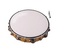10inch Clap Drum Tambourine Handbell for Game, Light woodGrain