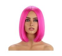 10inch Hot Pink Wigs for Women Bob Short Straight Magenta Wig Synthetic Heat Resistant Cosplay Costume Party Wigs 130 Density Womans Hair Topper
