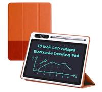 10inch LCD Writing Tablet with PU Protective Cover Electronic Writing Notebook Erasable Drawing Board for Adults at Home Office Work(Brown)