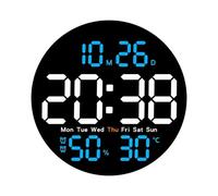 10Inch LED Digital Wall Clock with Remote Control Temperature Humidity Date Week Display Countdown Timing USB Electronic Alarm Clock (Blue)