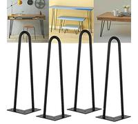 10inch Metal Furniture Hairpin Legs, 25cm Heavy Duty Industrial Coffee Table End Leg with Screws & Floor Protectors, Stable Standard Height Table Modern Furniture Hardware 4PCS DIY Leg