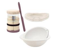 10inch Round Pulp Sourdough Banneton Bread Proofing Basket Set 2 with 34oz Sourdough Starter Jar Kit For Homemade Bread Baking Supply