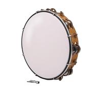 10inch Round Tambourine Drum Bells Double Row Metal Bells Tambourine Handheld Percussion Instrument for Church Party Small Hand Drum