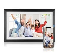 10inch Smart WiFi Digital Photo Frame, Touch Screen Video Playback Free Cloud Storage Cloud Photo Frame, 800 * 1280 Screen Division Rate, (black wood frame)