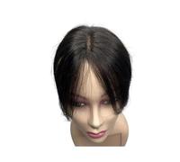 10inch Swiss Lace Invisible Human Hair Toppers Clip In Natural Hairpieces Fringe for Women Mild Hair Loss Volume Hand-woven Adds Volume(Natural Black A,9x11cm)