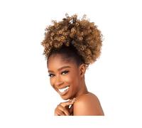 10inch Synthetic Big Afro Puff Drawstring Pony tail Extensions for Black Women Kinky Curly Hair Bun Ponytail Wigs Adds Volume(Light brown)