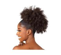 10inch Synthetic Big Afro Puff Drawstring Pony tail Extensions for Black Women Kinky Curly Hair Bun Ponytail Wigs Adds Volume(Brown black)