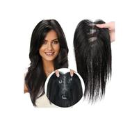 10inch Synthetic Hair Toppers Wigs with Bangs, 11x8 cm Silk Base Clip Pieces Straight Topper Hairs Womans Hair Topper(Black)