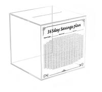 10k Cash Savings Box for Adults & Kids - Transparent Money Box with Secure Design, Ideal for Budget Planning & 10000 Savings Challenge in One - Year Plan (L)