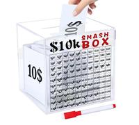 10k Savings Challenge Box - Large Unbreakable Acrylic, Clear Jar Saving Container, Money Challenges Boxes | Budgeting Tool, For Birthday, New Year, Kids, Office, Study, Bedroom, Living Room