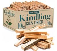 10kg Box of Kiln Dried Kindling Wood - Bumper Box of 4 Bags Wood Kindling For Woodburning Stove, Log Burner, Open Fire Pit, Camping BBQ Pizza Oven. Fire Starters Ready To Burn (approx 10kg)