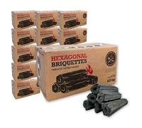 10kg Boxes Premium Sumi Bincho Charcoal Restaurant Barbecuing Briquettes - Naturally Compressed & Odourless - Long Burn Hexagonal Binchotan Logs - For Konro BBQ Cooking Grills - 10 x 10kg Box