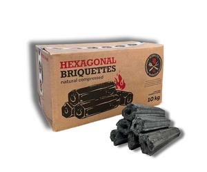 10kg Boxes Premium Sumi Bincho Charcoal Restaurant Barbecuing Briquettes - Naturally Compressed & Odourless - Long Burn Hexagonal Binchotan Logs - For Konro BBQ Cooking Grills - 1 x 10kg Box