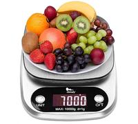 10kg Digital Kitchen Scale Tare Function & Auto Off Premium Stainless Steel for Multifunctional Cooking Food Scale with Backlit LCD Display Premium Food Weight Kitchen Scales Built-in Battery, Sliver