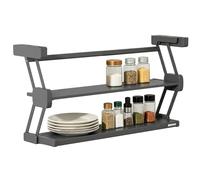10kg Load Capacity Pull Down Cabinet Shelf 2 Tier Carbon Steel Under Cabinet Organizer Foldable Kitchen Rack for Spice Dish Food Prep & Tableware(Black,60cm(23in))