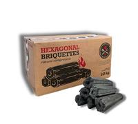 10kg Natural Compressed Hexagonal Briquettes by Globaltic - Premium Restaurant-Grade Charcoal Briquettes for BBQ, Smoking & Grilling - High Heat, Low Ash for Kamado, Big Green Egg, Weber & More