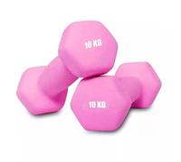10kg x 2 Neoprene Dumbbells Pair - Non-Slip Hex Dumbbell Weights for Strength Training & Home Gym - Anti-Roll Design & Comfortable Grip - Pink