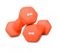 10kg x 2 Neoprene Dumbbells Pair - Non-Slip Hex Dumbbell Weights for Strength Training & Home Gym - Anti-Roll Design & Comfortable Grip - Orange