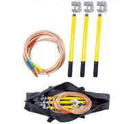 10KV High Voltage Grounding Rod with WireTail line 500cm, 25mm² Transparent Soft Copper Cable, Insulated Pole for Electrical Safety(100cm/39in)