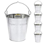10L 10 Litre Heavy Duty Galvanised Metal Bucket Pail with Handle (Set of 5) Suitable for Indoor or Outdoor Use.
