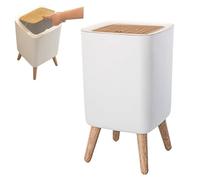 10L/2.6 Gallon,Bedroom Bin with Press Top Lid,Living Room Trash Can with Legs,Small Garbage Bin for Kitchen,Bathroom,Bedroom,Living Room,Office,Dog Proof,Toilet,Outdoor (White, Square)