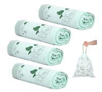 10L 60 Counts Bin Bags Small Bin Liners,Green Drawstring Trash Bag with Pull Tie,No-Tear Caddy Liner Pedal Garbage Bags for Bathroom, Toilet, Bedroom and Office