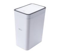 10L Bathroom Trash Can with Lid, Push Press Kitchen Bin, Slimline Waterproof Garbage Can, Covered Rubbish Bin Narrow, Dog Proof, Kitchen Compost Ashcan, Plastices Waste Basket for Narrow Spaces, White