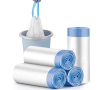 10L Bin Bags Small Bin Liners (120 Bags), Drawstring Trash Bags with Tie Handle, No-Tear Caddy Liner Pedal Garbage Bags for Bathroom, Toilet, Kitchen, Office Waste Bin (45x50cm) -Extra Thick, 5.8g/pc