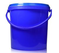 10L Blue Plastic Buckets with Blue Handles and Tamper Evident Lids - Pack of 12 Robust Storage Pails - Ideal for Paint Mixing, Adhesives, Oils, and Workshop Materials