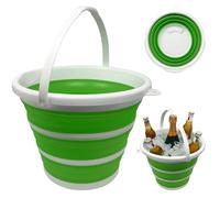 10L Collapsible Bucket with Handle | BPA-Free Foldable Round Tub for Fishing, Camping, Travel & Outdoor Use | Space-Saving Water Container for Hiking, Car Trunk, Picnic & Kitchen (White & Green)