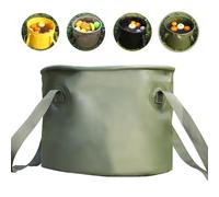 10L Collapsible Water Container, Green Folding Water Bucket, Camping Water Carrier with Handle, Outdoor Sports Lightweight Portable Collapsible Bucket Versatile for Traveling Fishing Hiking Boating