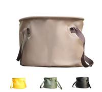 10L Collapsible Water Container, Khaki Folding Water Bucket, Camping Water Carrier with Handle, Outdoor Sports Lightweight Portable Collapsible Bucket Versatile for Traveling Fishing Hiking Boating