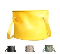 10L Collapsible Water Container, Yellow Folding Water Bucket, Camping Water Carrier with Handle, Outdoor Sports Lightweight Portable Collapsible Bucket Versatile for Traveling Fishing Hiking Boating