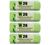 10L Compostable Food Waste Bags 120 Pack - 4 Rolls of 30 Biodegradable Caddy Liners, Ecopond Biodegradable Plastic, EN 13432 Certified, 6-10 W ecomposition, 8-10 Litre Eco-Friendly