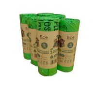 Eco Green Living 100% Compostable Caddy Liners, Biodegradable Food Waste Bags. Plastic & BPA-Free 10L Bin Liners, Vegan, Recyclable, Leakproof Kitchen Waste Bags, 6 Pack,108 Bags