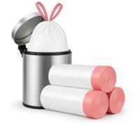 10L Drawstring Bin Bags, 45 Count Heavy Duty Swing Bin Bags with Tie Handle, Large Pedal Trash Garbage Rubbish Bags Kitchen White Plastic Refuse Sacks for 10 Litre Bins