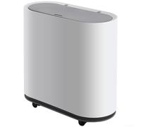 10L Dual Bucket Trash Can Press Lid for slim Design Leak-Proof Wheels | Plastic material fits tight spaces easy for one-touch opening dry wet separation scent containment