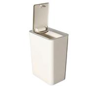 10L Garbage Can | 12.99 inches Trash Can with Lid | ABS Bathroom Trash Bin | Slim Waste Basket for Small Spaces Bedrooms Workplaces Dorms and Home Use Compact Indoor Rubbish Container