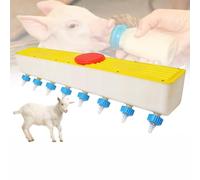 10L Lamb Nipple Feeder (8 Teats),10cm Spacing / 45° Sloped Outlet,with 11.5cm Dust Cover, 3 Hanging Holes Adjustable Height,for Lambs/Goats/Piglets