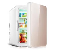 10L Portable Mini Fridge For Bedroom Car Cooler Warmer Glass Mirror Door | 10L Capacity Cools Down To 0°C And Heats Up To 65°C Quiet Operation 48W AC DC Power Holds 10 Cans For Bedroom Car Office