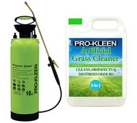 Pro-Kleen Artificial Grass Cleaner 5L and Disinfectant With 10Ltr Pump Sprayer - Concentrate: Makes 15 Litres - for Homes with Dogs. Cleans, Deodorises & Leaves a Fresh Fragrance (Fresh Cut Grass)