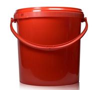 10L Red Plastic Buckets with Red Handles and Tamper Evident Lids - Pack of 4 Multi-Purpose Storage Pails - Stackable Containers for Gardening, Liquids, Tools, and Household Storage