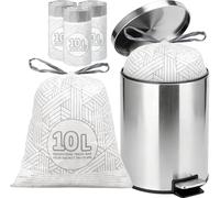 10L Small Bins Bags with Drawstring, 90 Count White Bin Liners, Strong Waste Pedal Bin Liners for Bathroom, Bedroom